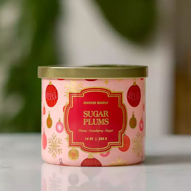 Candles>Kirklands Home Sugar Plums Triple Wick Jar Candle Pink