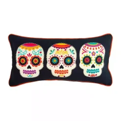 Halloween>Kirklands Home Sugar Skull Trio Day of the Dead Pillow