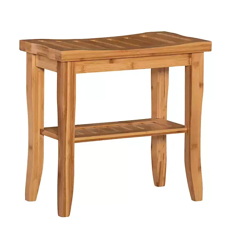 Kirklands Home Sumter Bamboo Bathroom Stool New