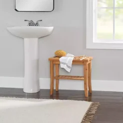 Kirklands Home Sumter Bamboo Bathroom Stool New