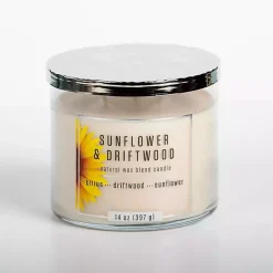 Candles>Kirklands Home Sunflower and Driftwood Jar Candle White