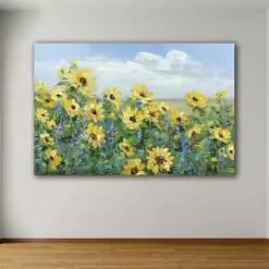 Kirklands Home Sunflower Fields Forever Giclee Canvas Art Print Yellow Hot