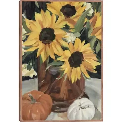 Kirklands Home Sunflower Vase and Pumpkins Framed Canvas Print Outlet