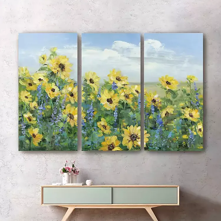 Kirklands Home Sunflowers Forever Canvas Art Prints, Set of 3 Outlet