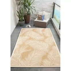 Kirklands Home Sunlight Palm Leaves Outdoor Area Rug, 6x9 Clearance