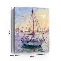 Kirklands Home Sunset Boat Canvas Art Print Multi Hot