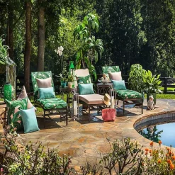Kirklands Home Swaying Palms Outdoor Lumbar Pillows, Set of 2 Green New