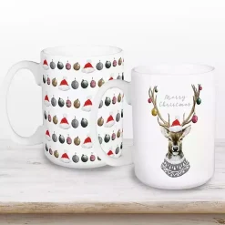 Christmas Dining & Entertaining>Kirklands Home Sweater Deer Mugs, Set of 2 Multi