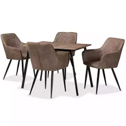 Kirklands Home Table and Leather Bucket Chairs 5-pc. Dining Set Best