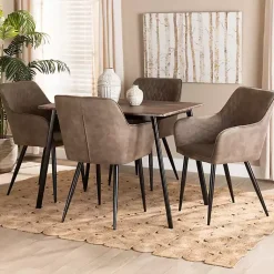 Kirklands Home Table and Leather Bucket Chairs 5-pc. Dining Set Best