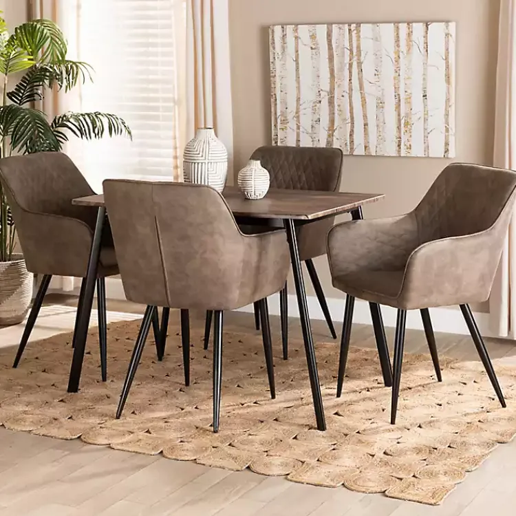 Kirklands Home Table and Leather Bucket Chairs 5-pc. Dining Set Best