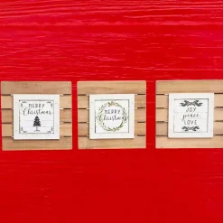 Christmas Decorations>Kirklands Home Tabletop Wood Plank Christmas Plaques, Set of 3