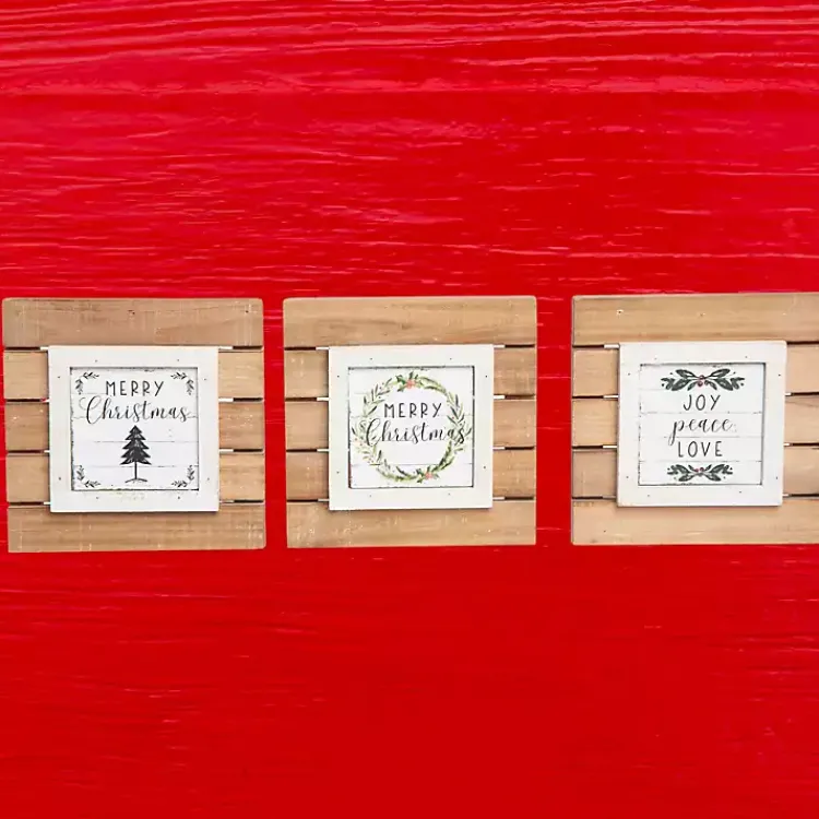 Christmas Decorations>Kirklands Home Tabletop Wood Plank Christmas Plaques, Set of 3