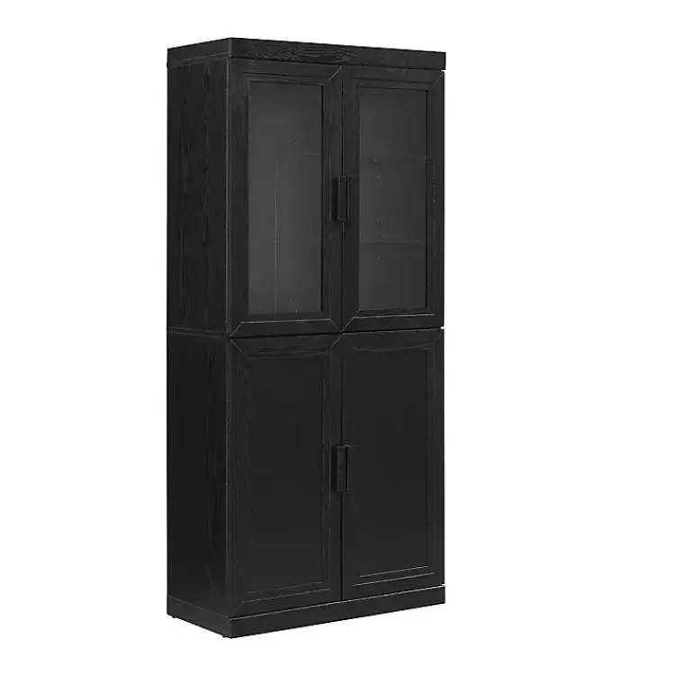 Kirklands Home Tall Black Wood and 4-Door Storage Cabinet Sale