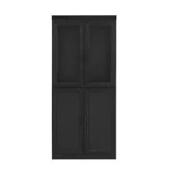 Kirklands Home Tall Black Wood and 4-Door Storage Cabinet Sale
