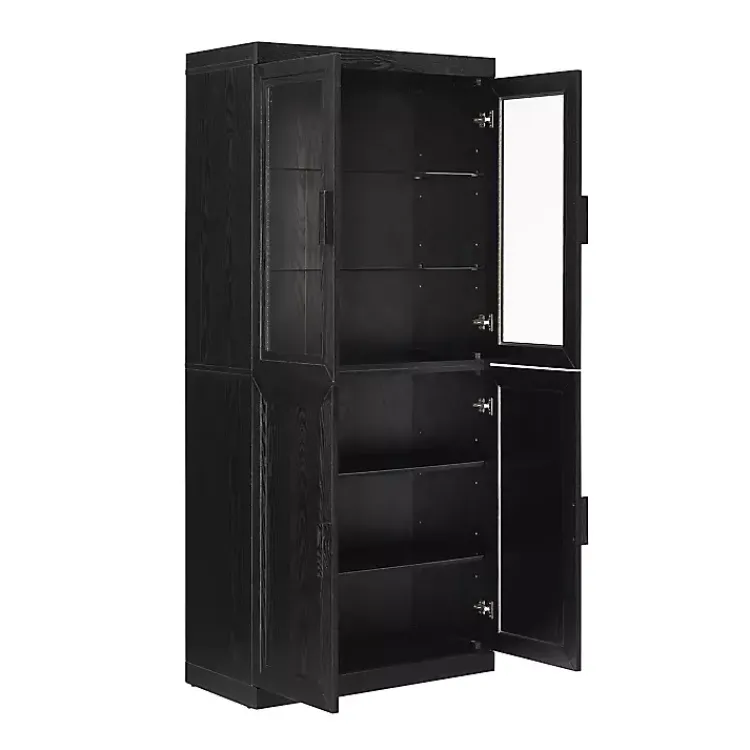 Kirklands Home Tall Black Wood and 4-Door Storage Cabinet Sale
