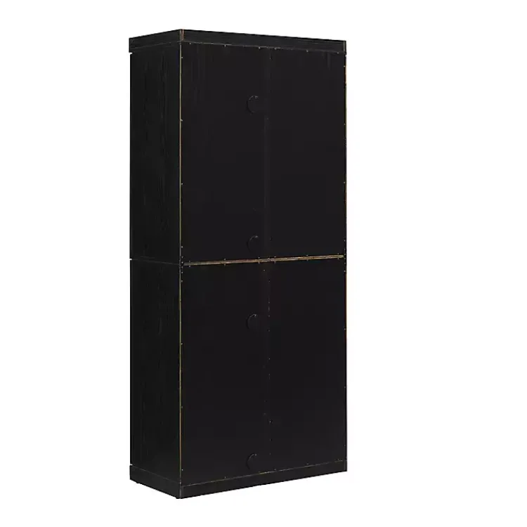 Kirklands Home Tall Black Wood and 4-Door Storage Cabinet Sale