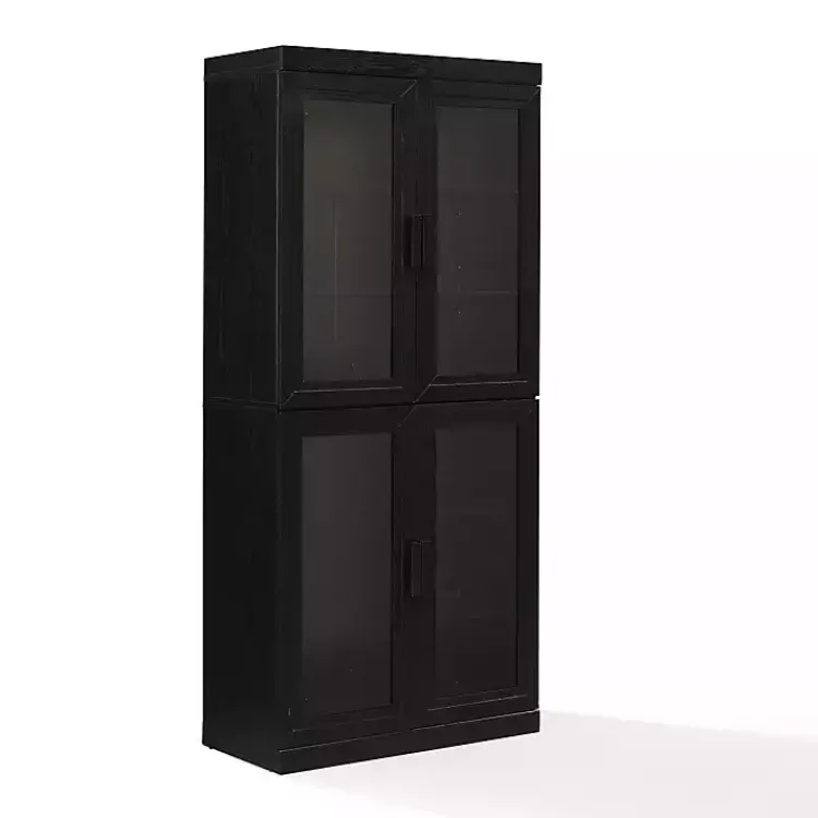 Kirklands Home Tall Black Wood and Glass Door Storage Cabinet Online