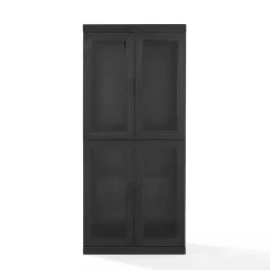 Kirklands Home Tall Black Wood and Glass Door Storage Cabinet Online