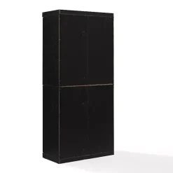 Kirklands Home Tall Black Wood and Glass Door Storage Cabinet Online