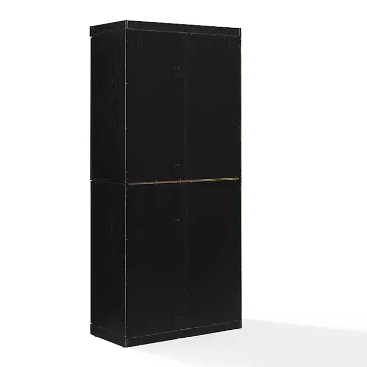 Kirklands Home Tall Black Wood and Glass Door Storage Cabinet Online