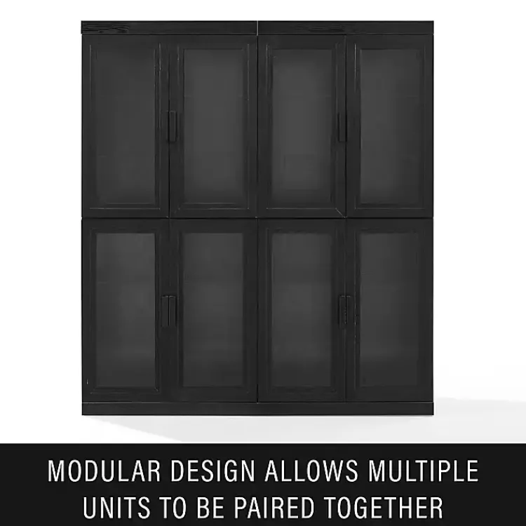 Kirklands Home Tall Black Wood and Glass Door Storage Cabinet Online