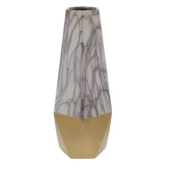 Vases>Kirklands Home Tall Gold Marble Ceramic Vase