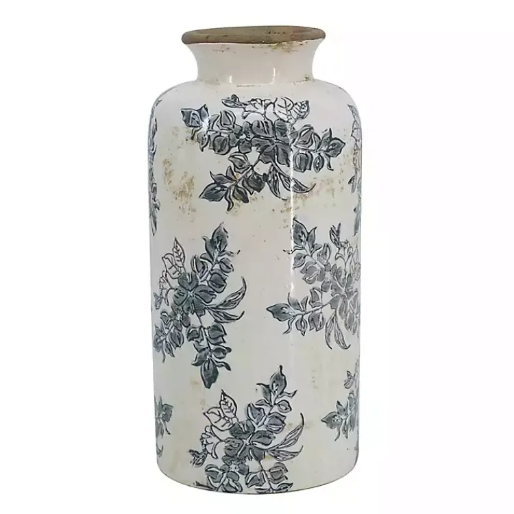 Vases>Kirklands Home Tall Gray and Ivory Vase