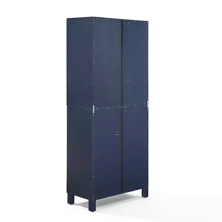 Kirklands Home Tall Navy Triangle 4-Door Wood Cabinet Blue Hot
