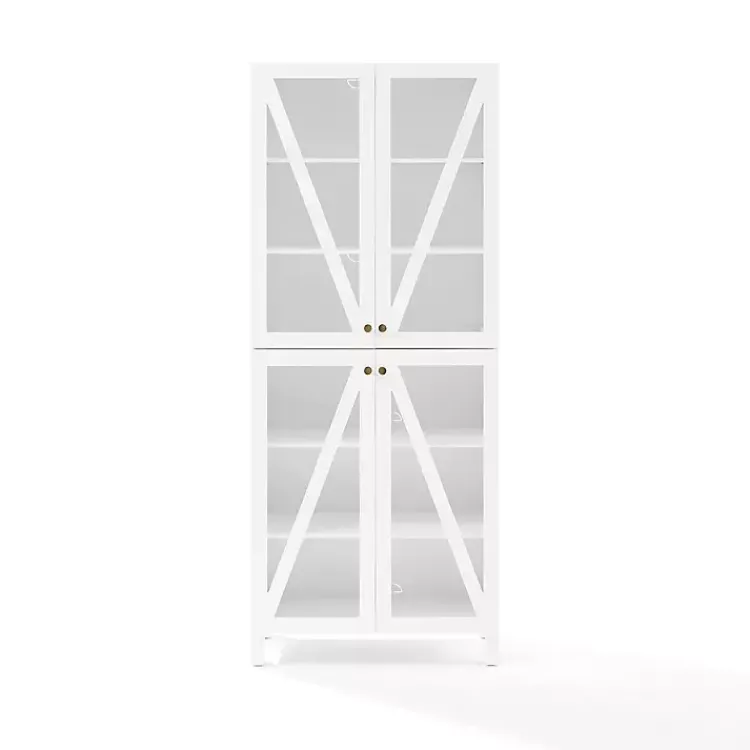 Kirklands Home Tall Triangle 4-Door Wood Cabinet White Outlet