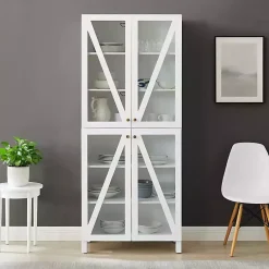 Kirklands Home Tall Triangle 4-Door Wood Cabinet White Outlet