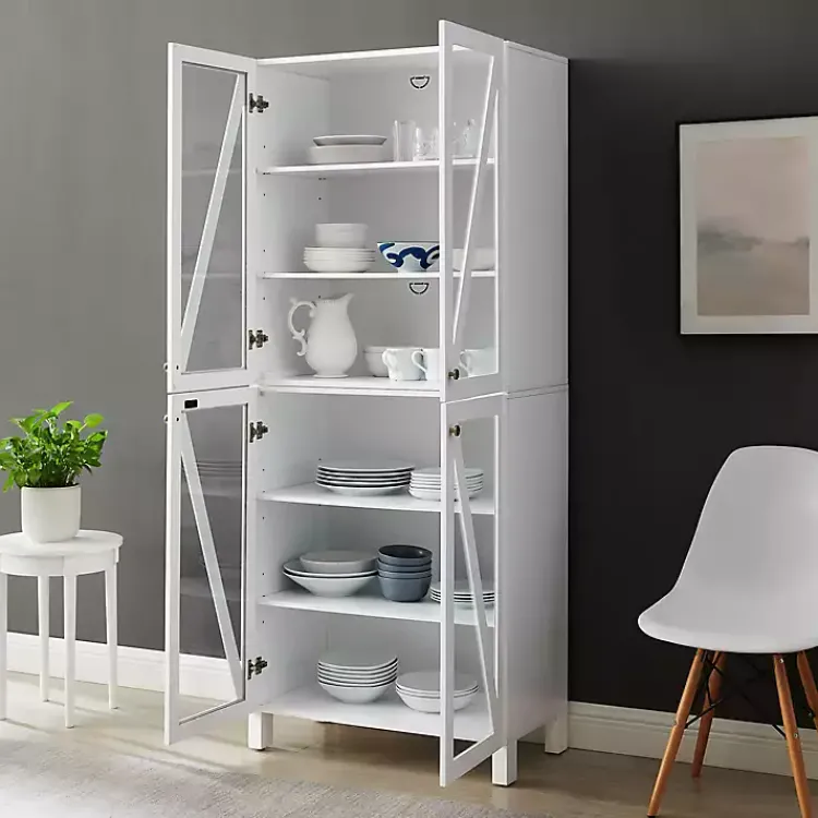 Kirklands Home Tall Triangle 4-Door Wood Cabinet White Outlet