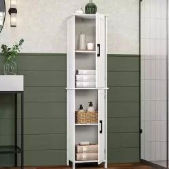 Kirklands Home Tall Wood 2-Door Storage Cabinet White Best