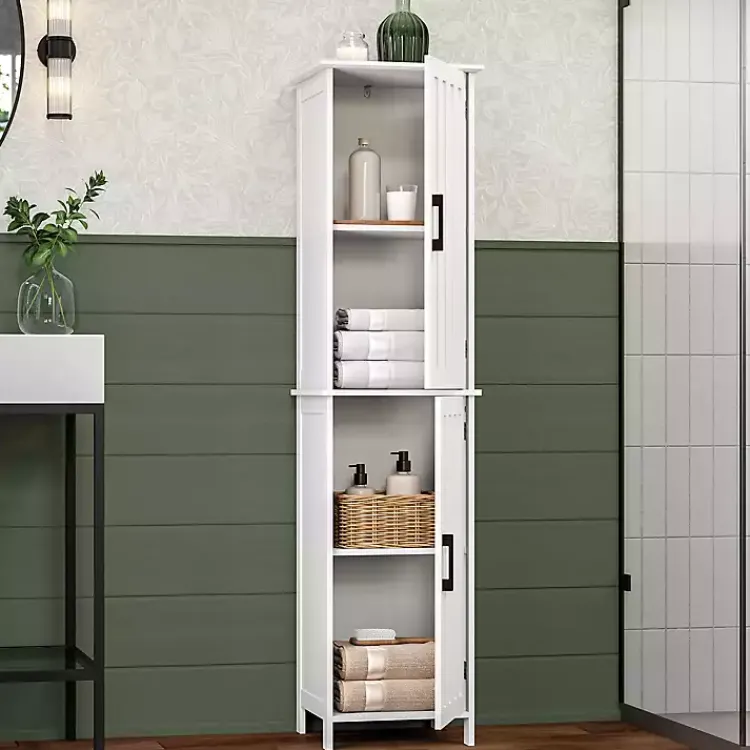 Kirklands Home Tall Wood 2-Door Storage Cabinet White Best