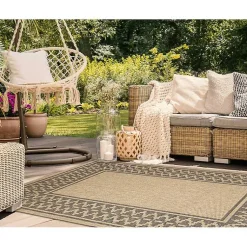 Kirklands Home Tan & Black Zig Zag Indoor/Outdoor Area Rug, 5x7 Outlet