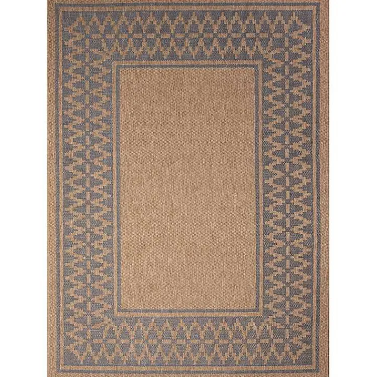 Kirklands Home Tan & Navy Zig Zag Indoor/Outdoor Area Rug, 5x7 Sale