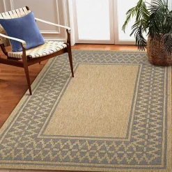 Kirklands Home Tan & Navy Zig Zag Indoor/Outdoor Area Rug, 5x7 Sale