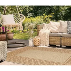 Kirklands Home Tan & Orange Zig Zag Indoor/Outdoor Area Rug, 5x7 Hot