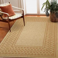 Kirklands Home Tan & Orange Zig Zag Indoor/Outdoor Area Rug, 7x9 Hot