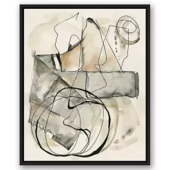Kirklands Home Tan and Black Abstract Framed Canvas Art Print Best
