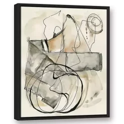 Kirklands Home Tan and Black Abstract Framed Canvas Art Print Best