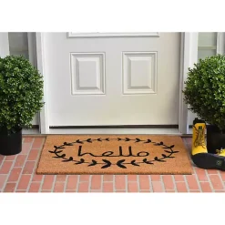 Kirklands Home Tan and Black Evergreen Hello Doormat, 36x24 in. Discount