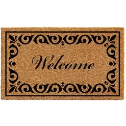 Kirklands Home Tan and Black Scroll Welcome Doormat, 29x17 in. Online