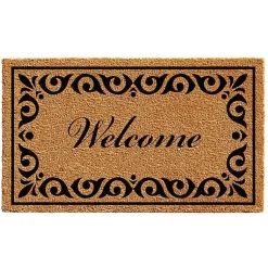 Kirklands Home Tan and Black Scroll Welcome Doormat, 36x24 in. Sale