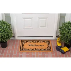 Kirklands Home Tan and Black Scroll Welcome Doormat, 72x36 in. Best