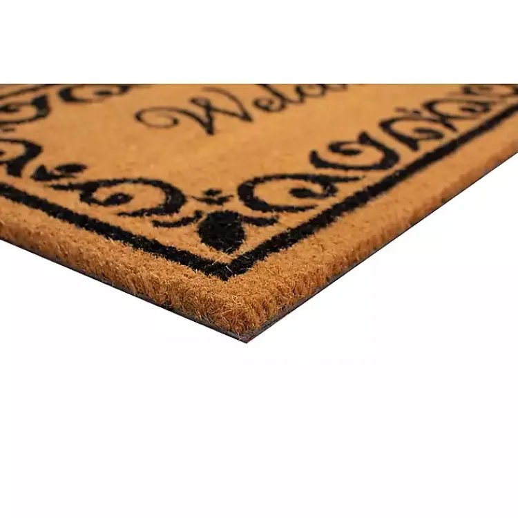 Kirklands Home Tan and Black Scroll Welcome Doormat, 72x36 in. Best