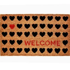 Kirklands Home Tan and Black Welcome Heart Doormat Clearance