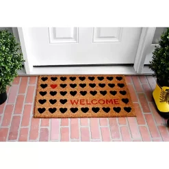Kirklands Home Tan and Black Welcome Heart Doormat Clearance