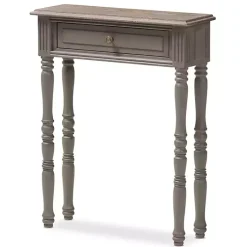 Kirklands Home Tan and Gray Ornate Ball Turned Console Table Outlet