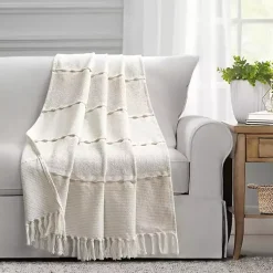 Blankets & Throws>Kirklands Home Tan and White Herringbone Stripe Throw